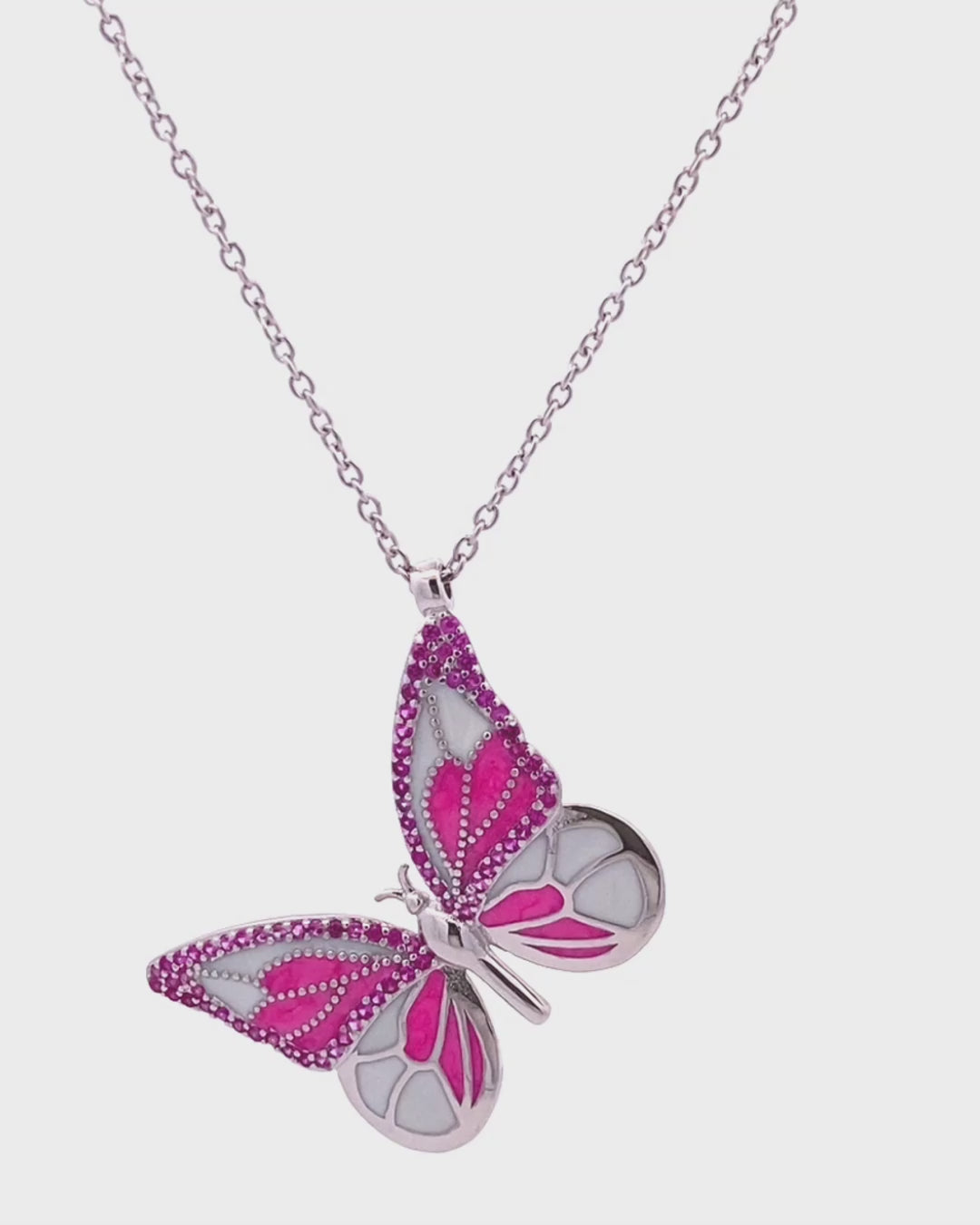 Silver Vibrant Wings Butterfly Pendant Necklace