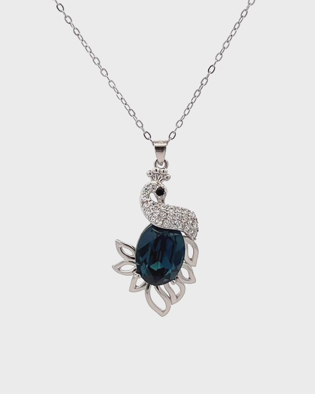 Silver Royal Peacock Sapphire Pendant Necklace
