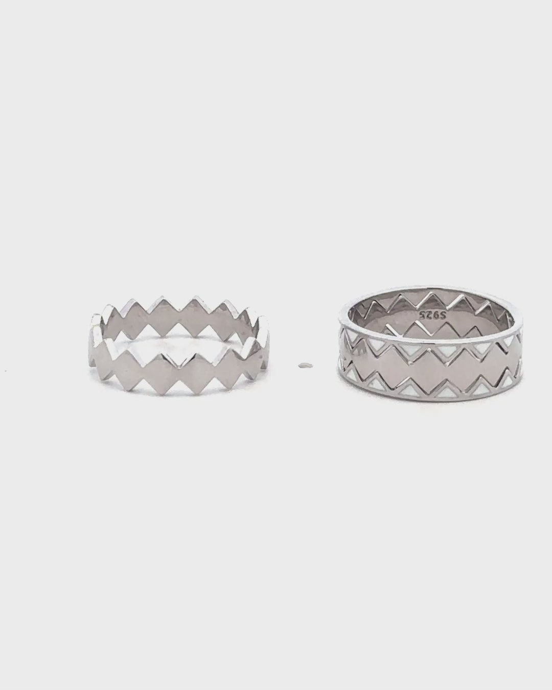 Silver Zigzag Edge Bold Band Ring
