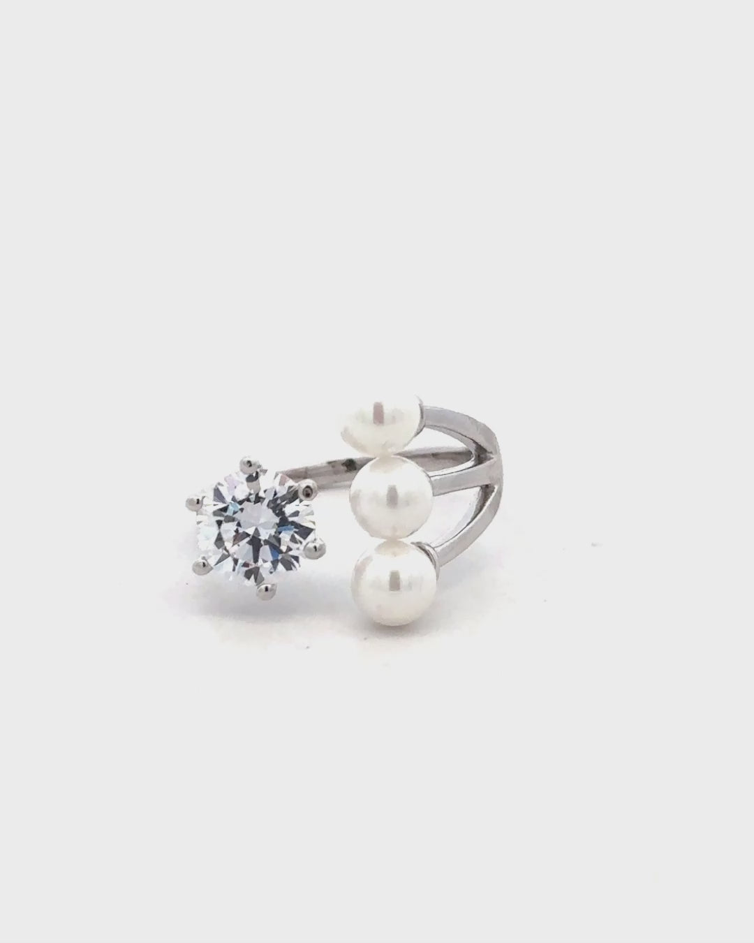 Silver Pearl Majesty Open Ring