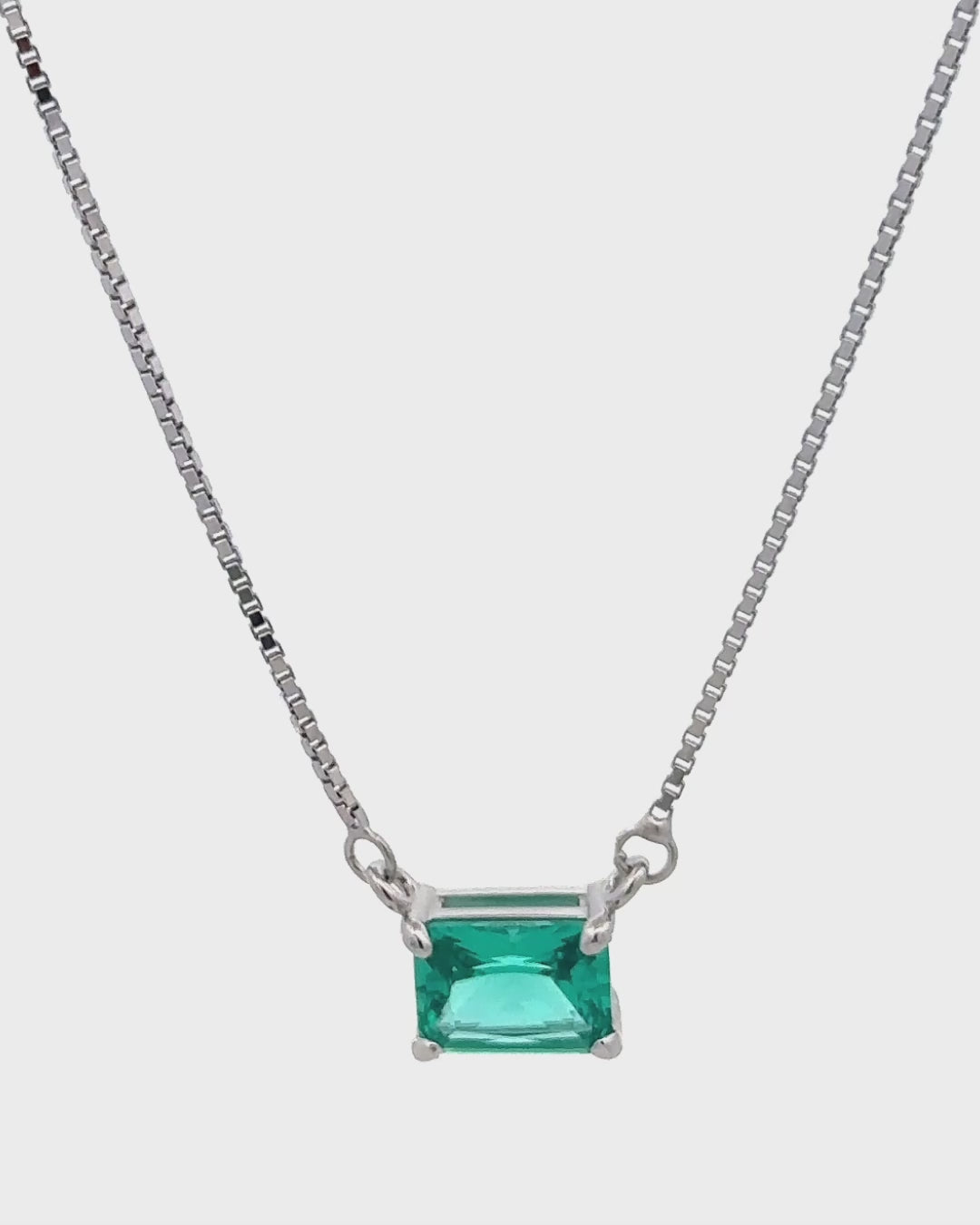 Silver Azure Glow Solitaire Pendant Necklace