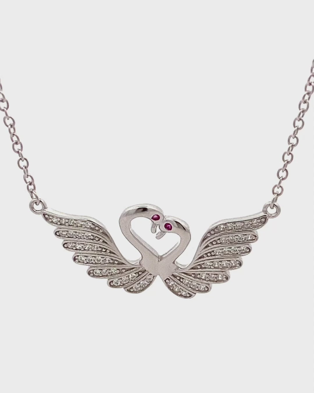 Silver Eternal Love Swans Pendant Necklace