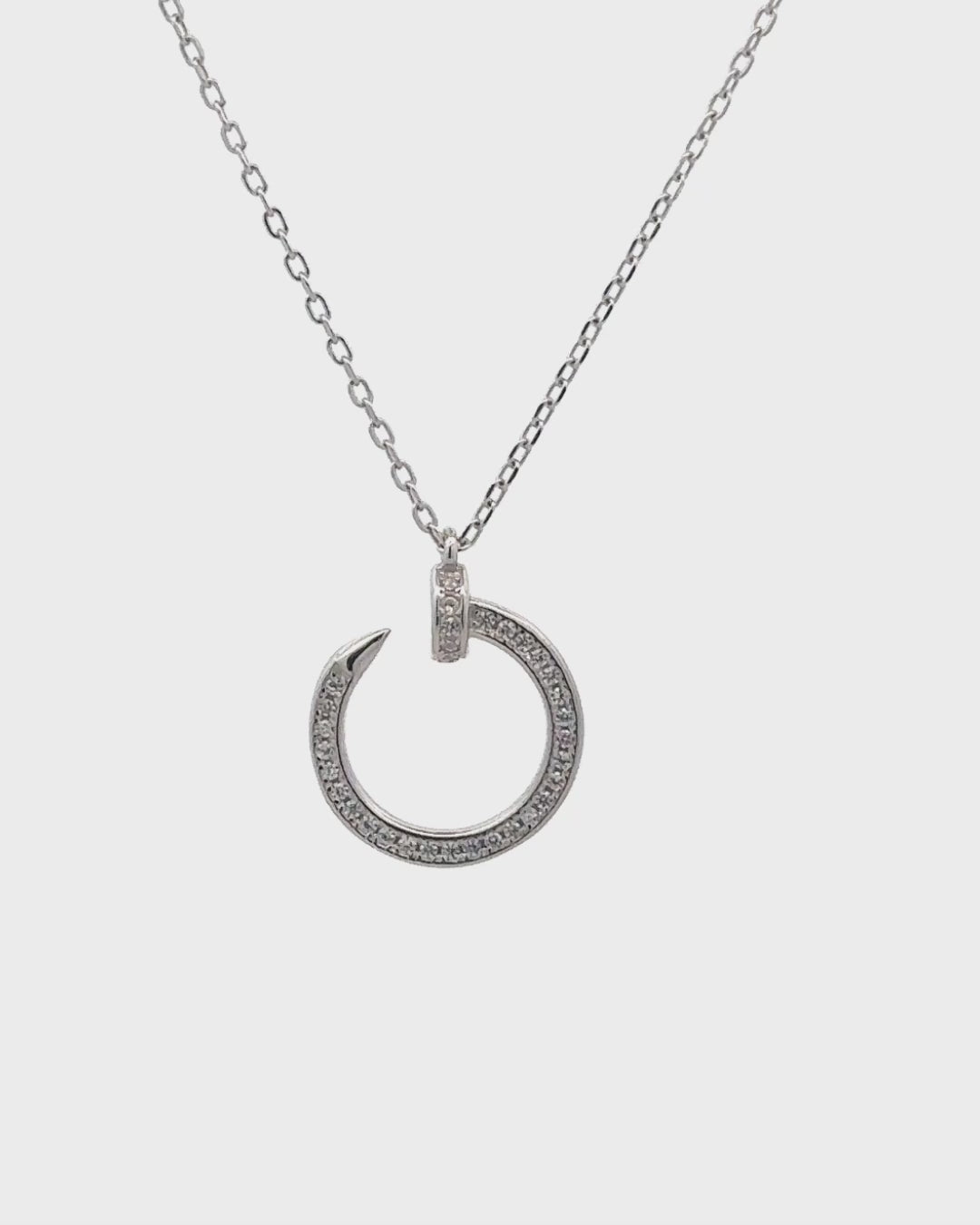 Silver Infinity Spark Crescent Pendant Necklace