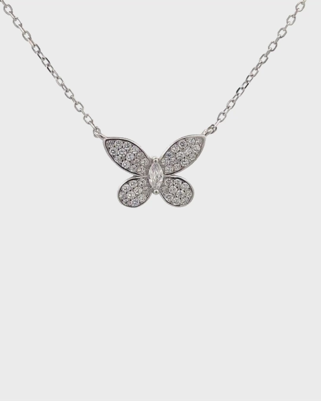 Silver Ethereal Butterfly Sparkle Pendant Necklace