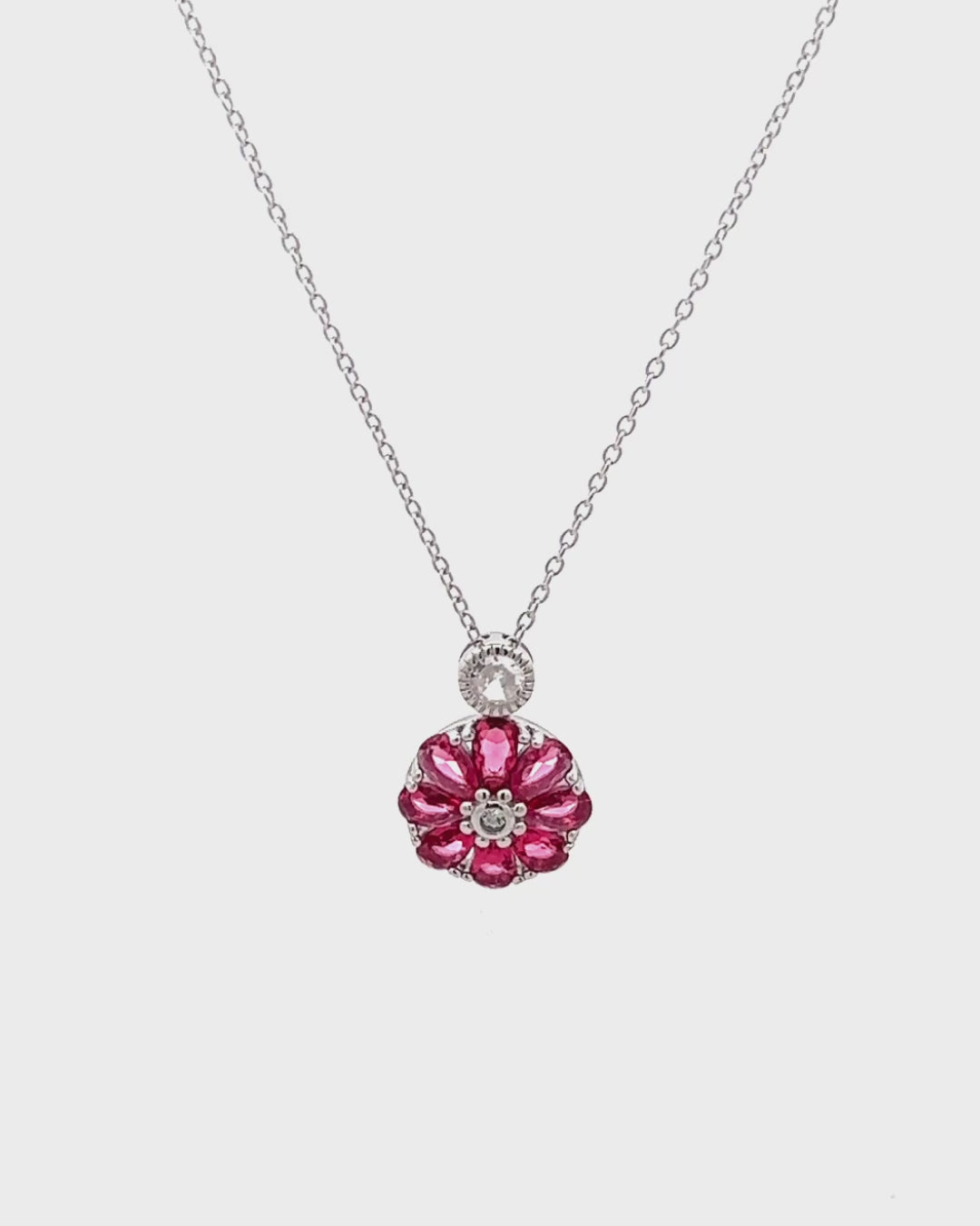 Silver Blooming Radiance Floral Pendant Necklace