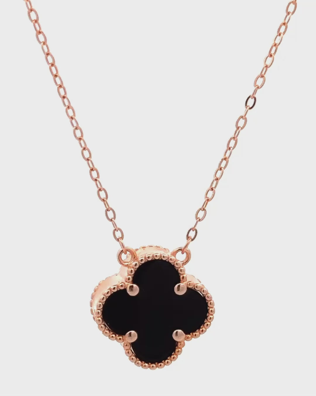 Silver Noir Bloom Rose Gold Pendant Necklace