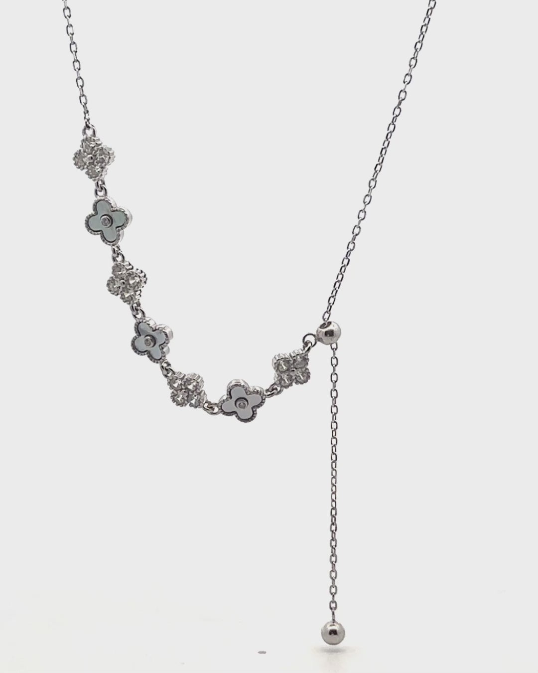 Silver Blossom Charm Pendant Necklace