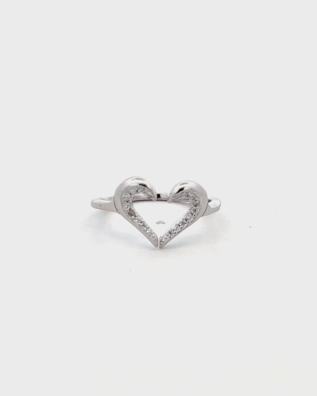 Silver Celestial Love Open Heart Ring