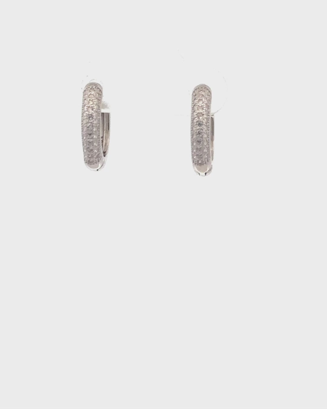 Silver Lustrous Diamond Hoop Earrings