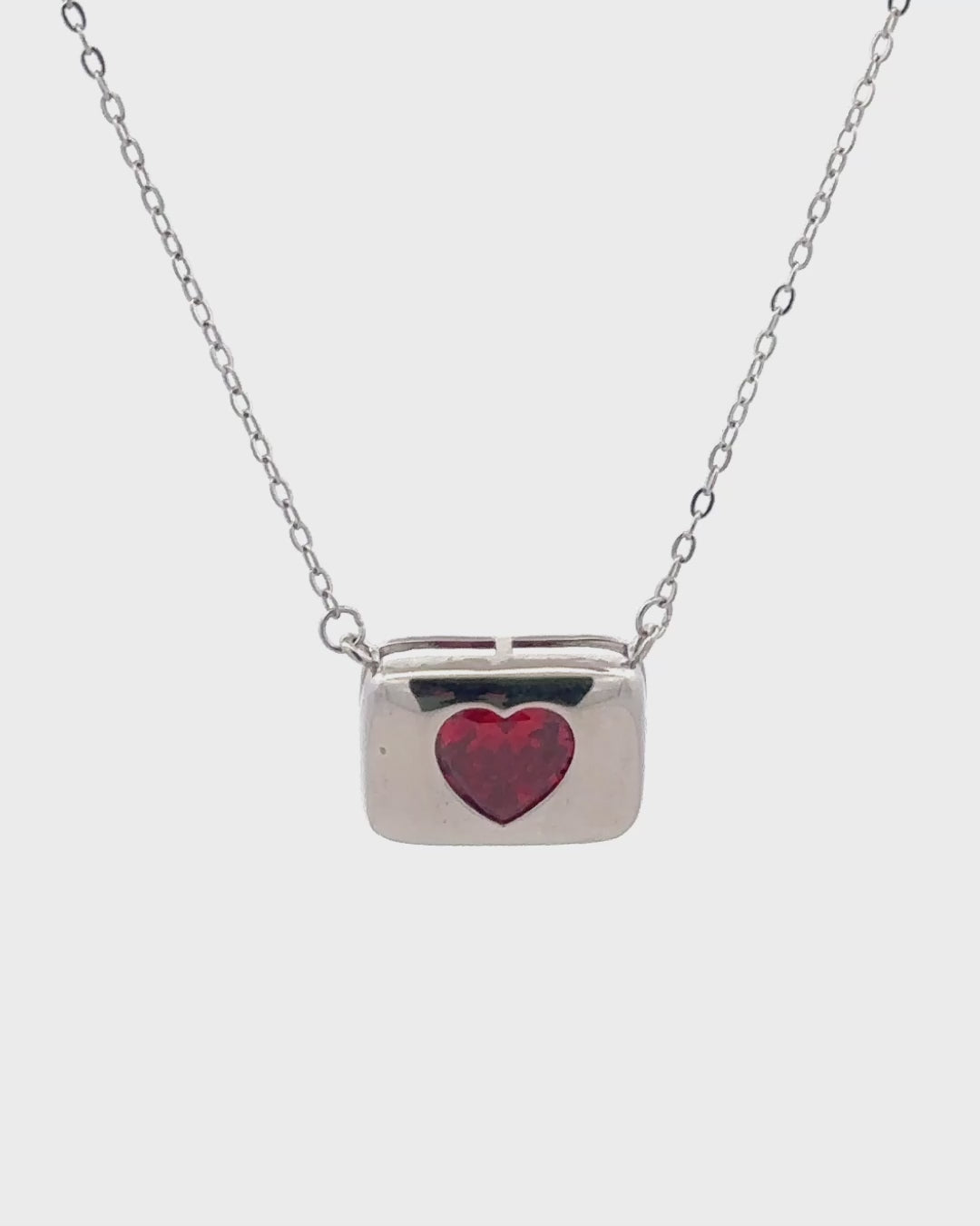 Silver Crimson Love Charm Pendant Necklace