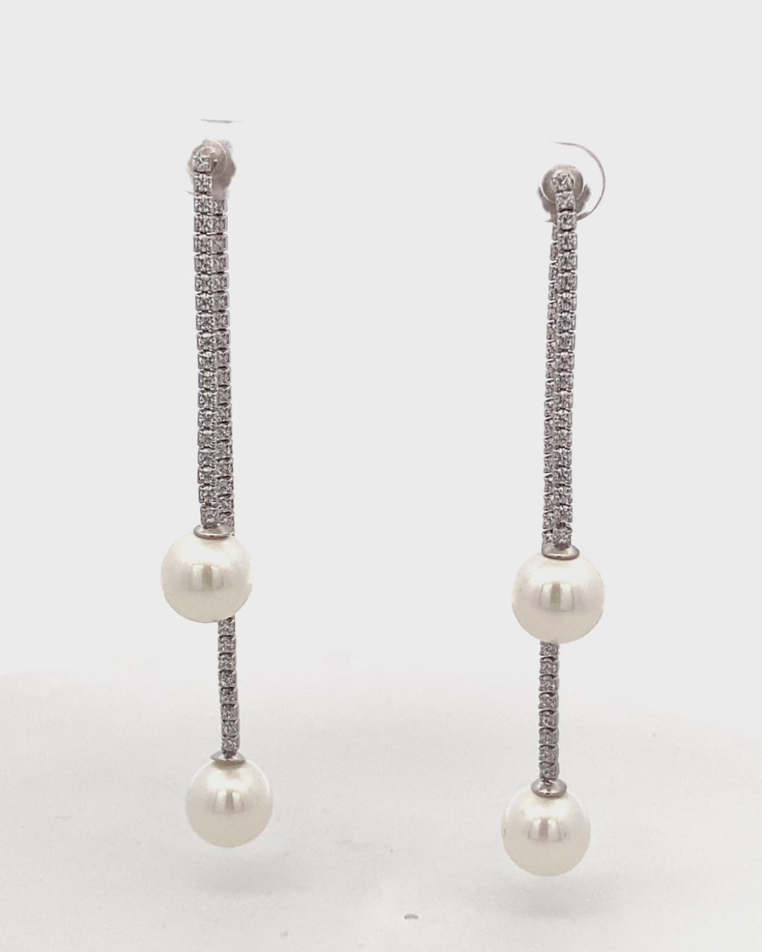 Silver Elegant Cascade Pearl Drop Earrings