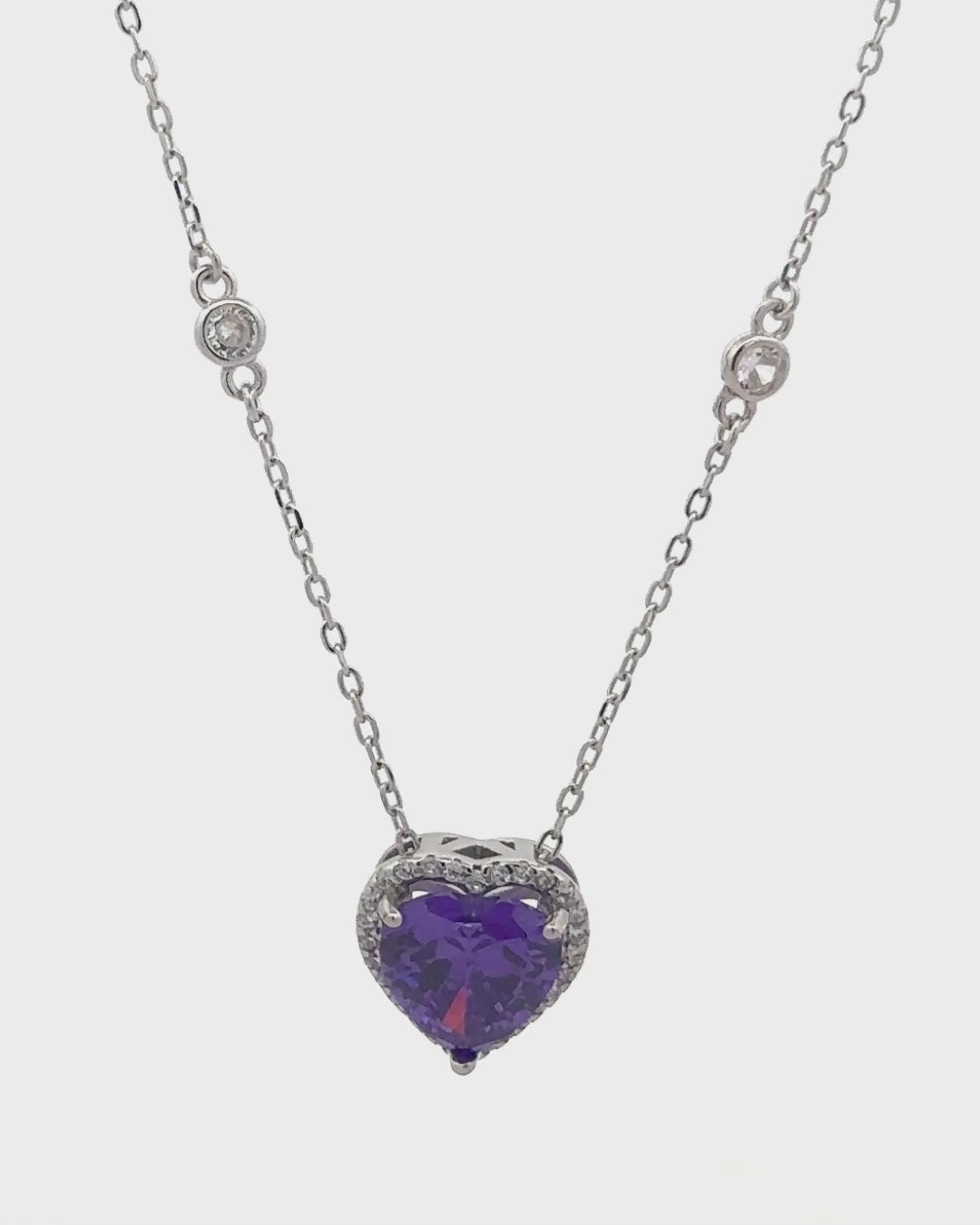Silver Royal Amethyst Heart Pendant Necklace