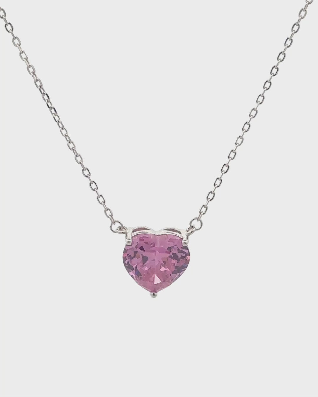 Silver Blushing Romance Heart Pendant Necklace