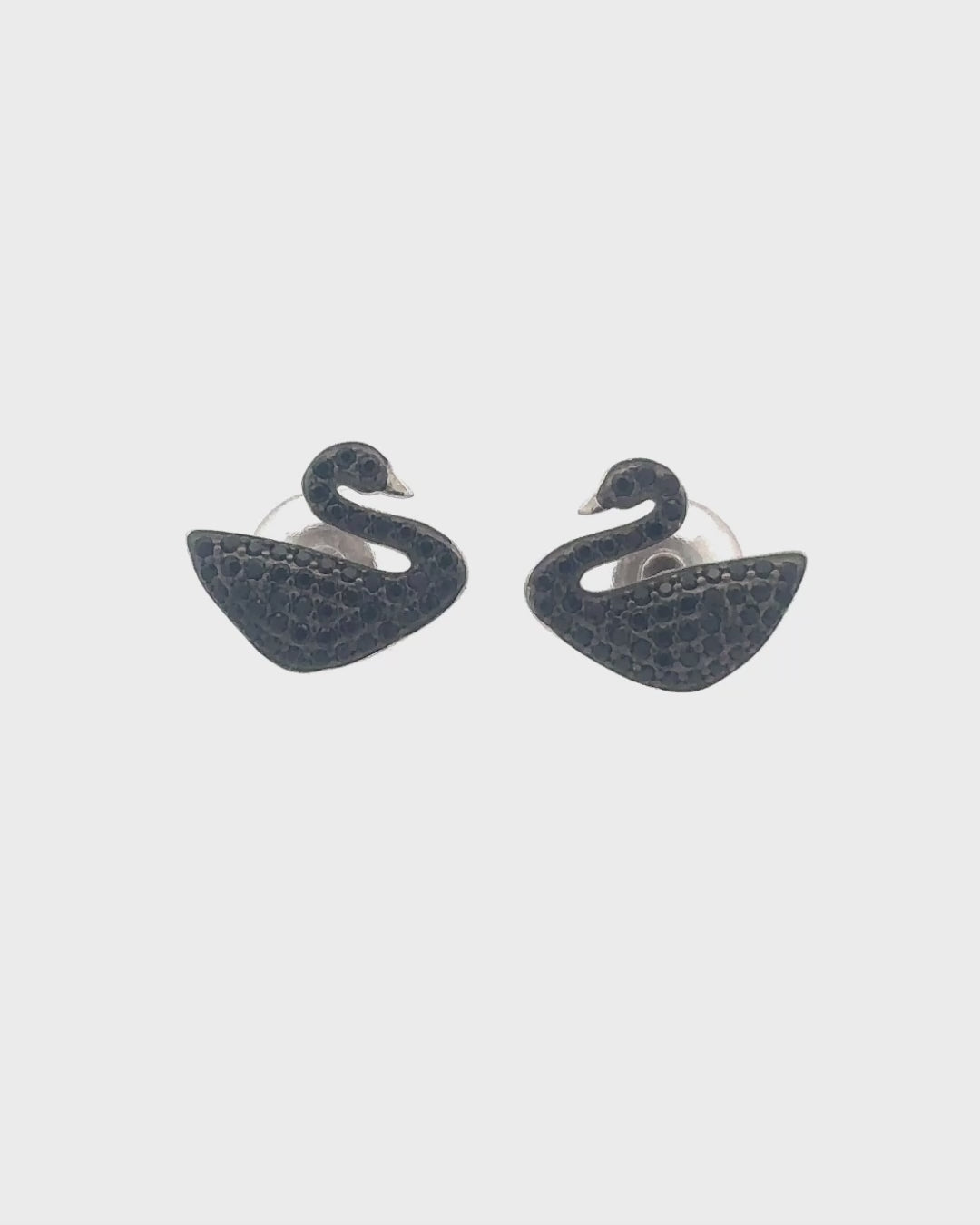 Silver Midnight Swan Earrings