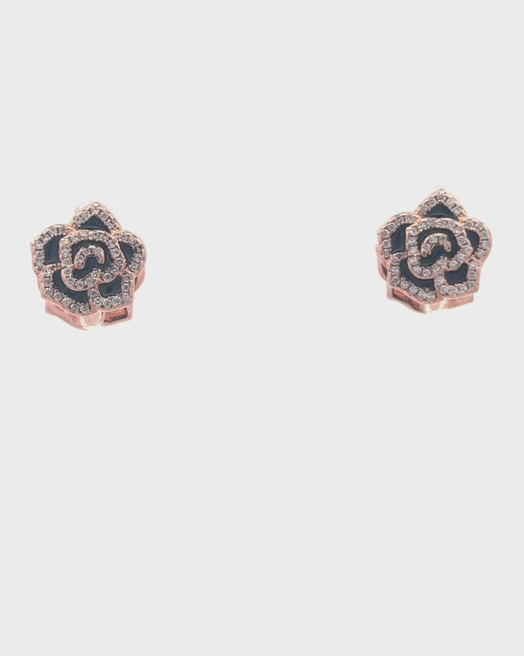 Silver Rose Noir Stud Earrings