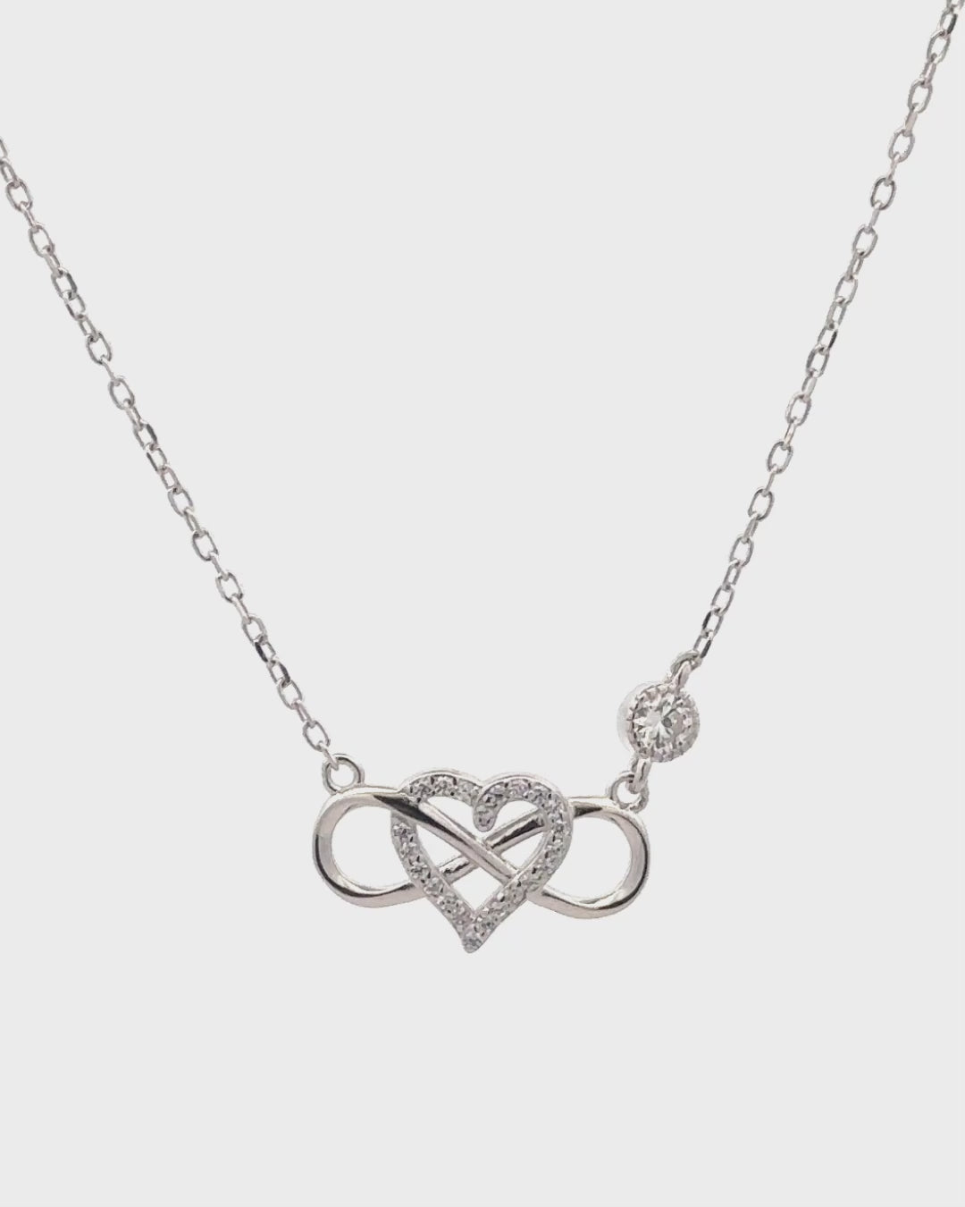Silver Eternal Bond Infinity Heart Pendant Necklace
