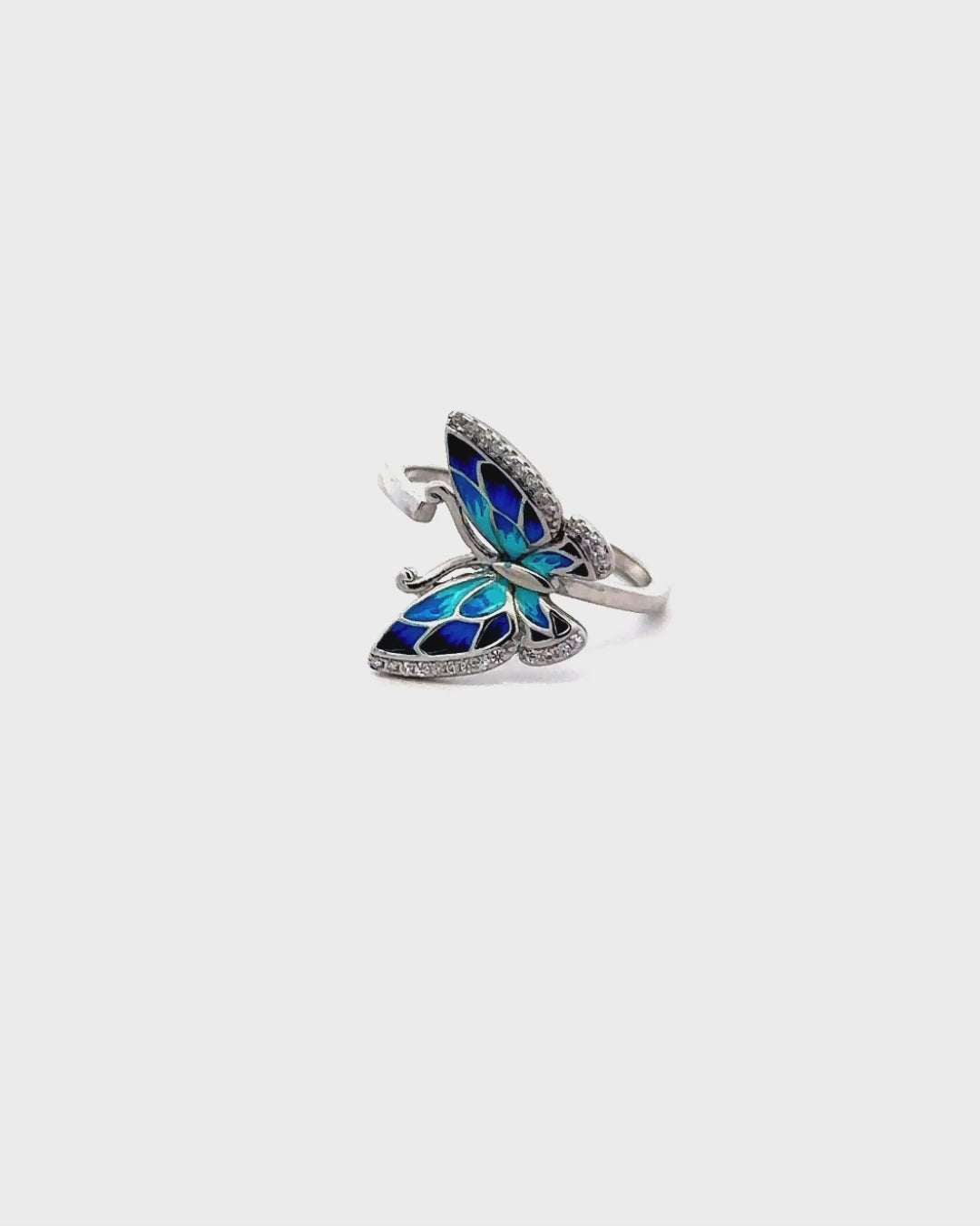 Silver Azure Wings Butterfly Ring