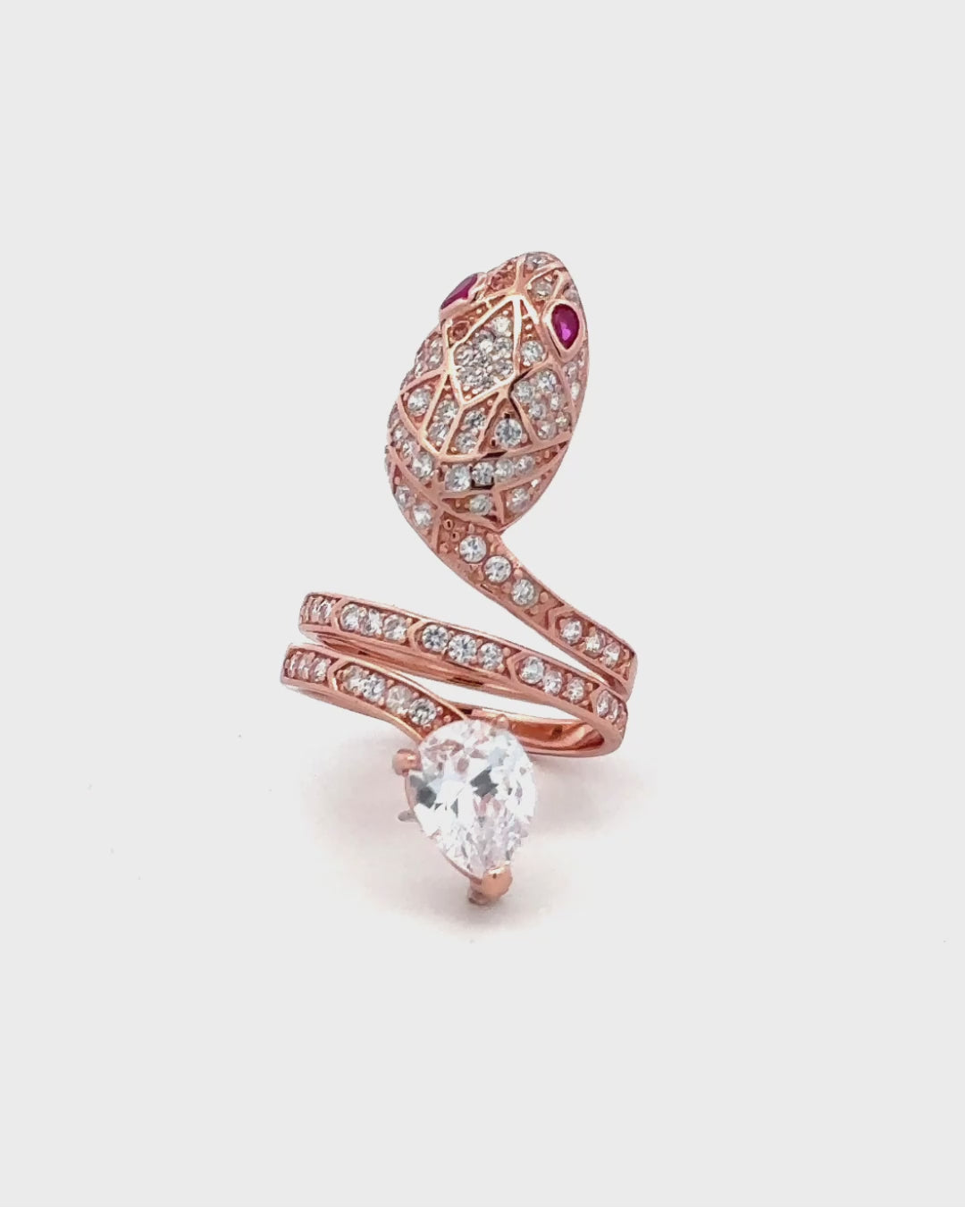 Silver Serpent Majesty Rose Gold Ring