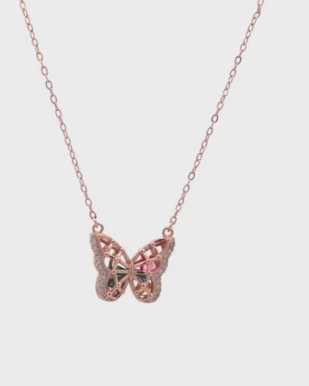 Silver Blossom Wings Butterfly Pendant Necklace