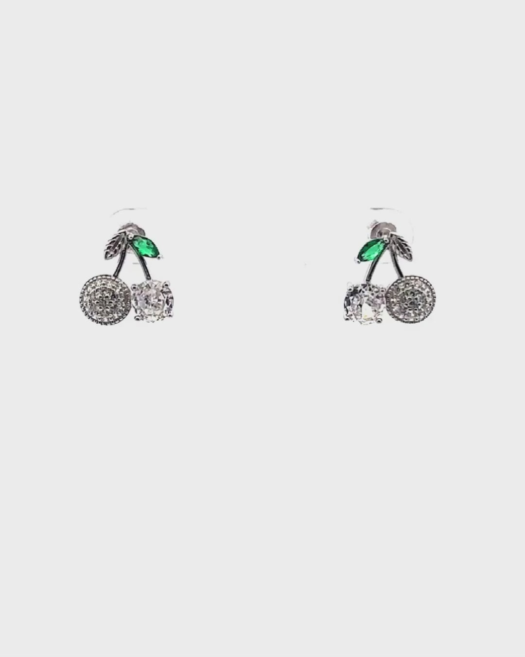 Silver Emerald Bloom Cherry Earrings
