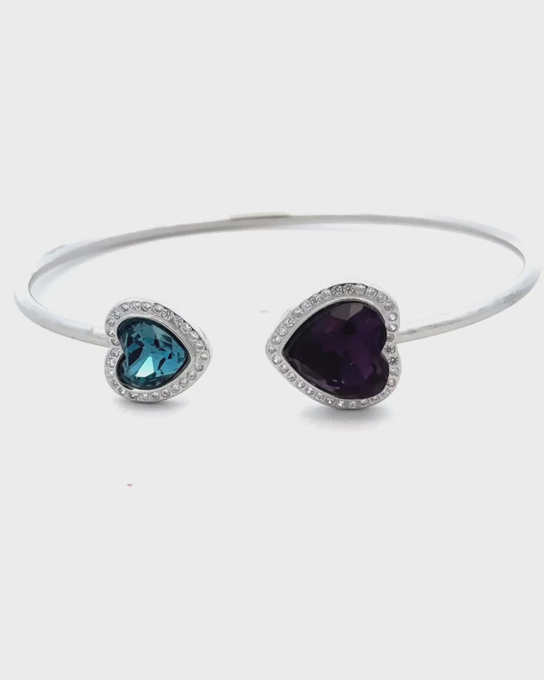 Silver Twin Hearts Bangle