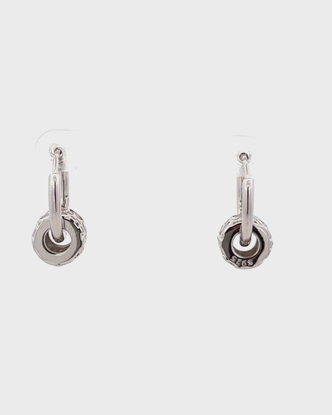 Silver Luxe Dice Hoop Earrings