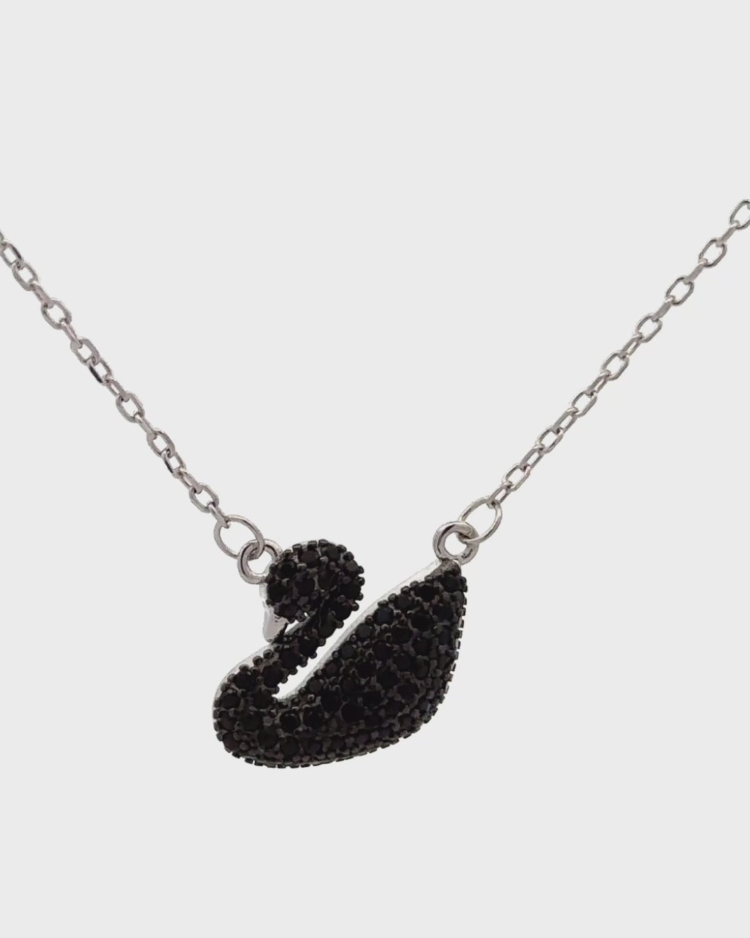 Silver Midnight Swan Elegance Pendant Necklace