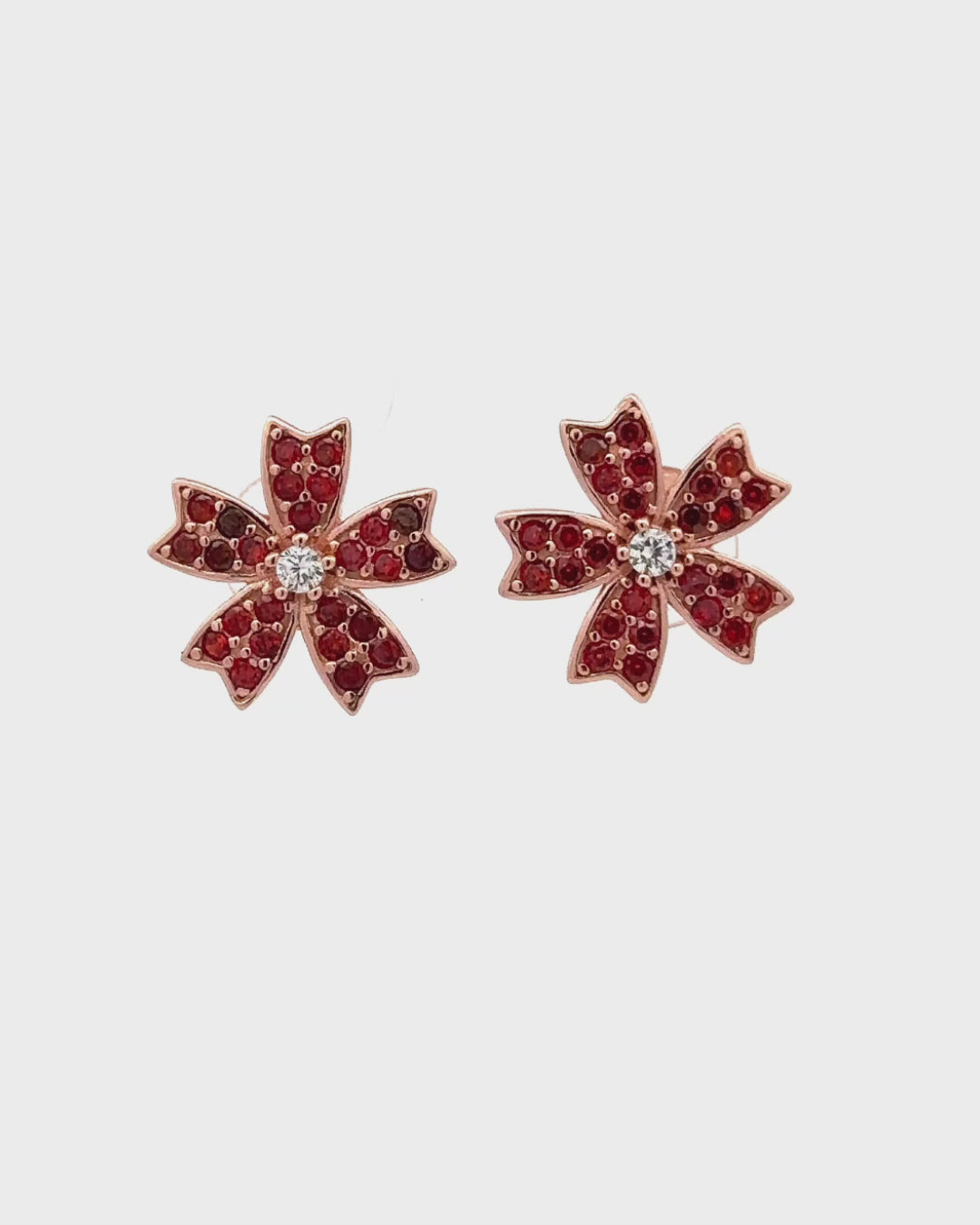 Silver Amber Bloom Stud Earrings