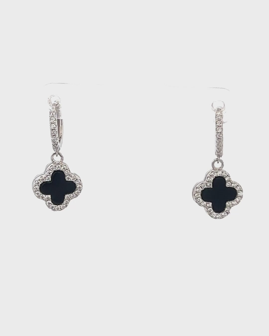 Silver Mystic Harmony Clover Hoop Earrings