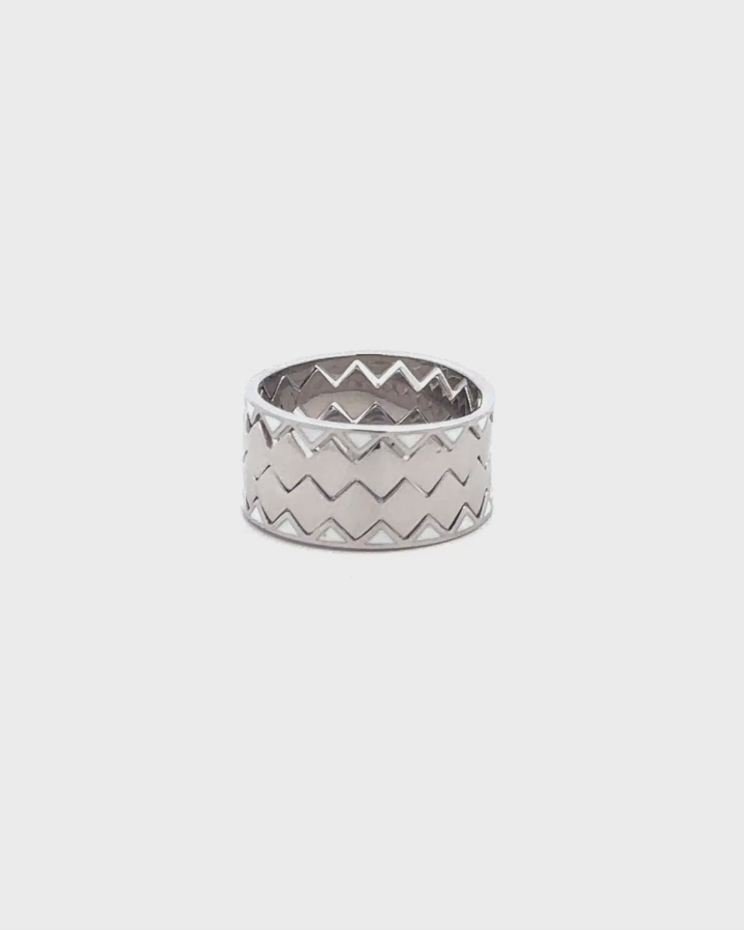 Silver Zigzag Edge Bold Band Ring