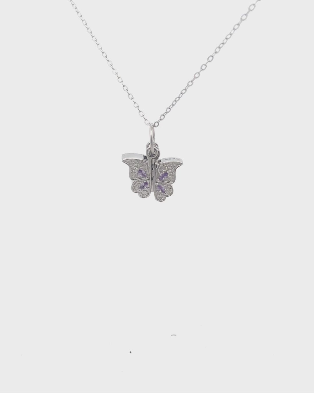 Silver Secret Message Butterfly Pendant Necklace