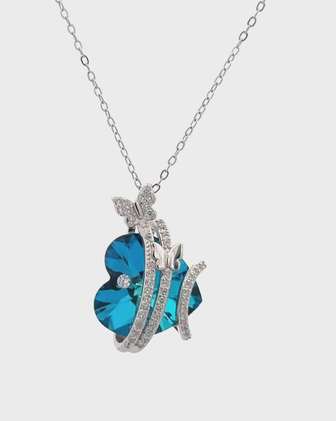 Silver Sapphire Serenity Heart Pendant Necklace