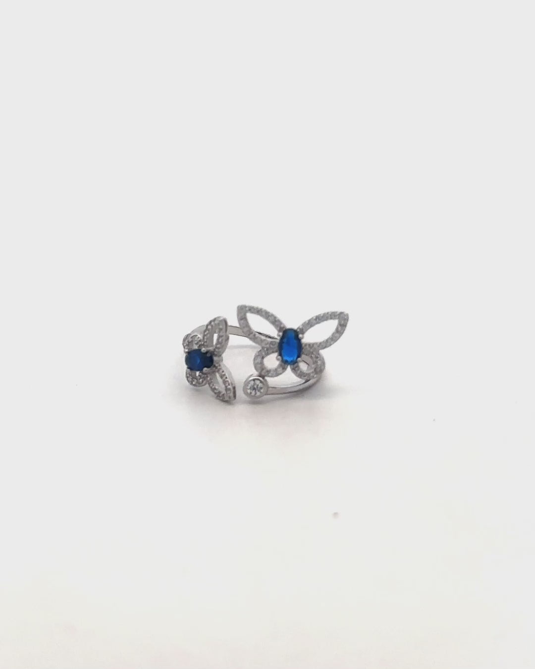 Silver Sapphire Butterfly Grace Ring