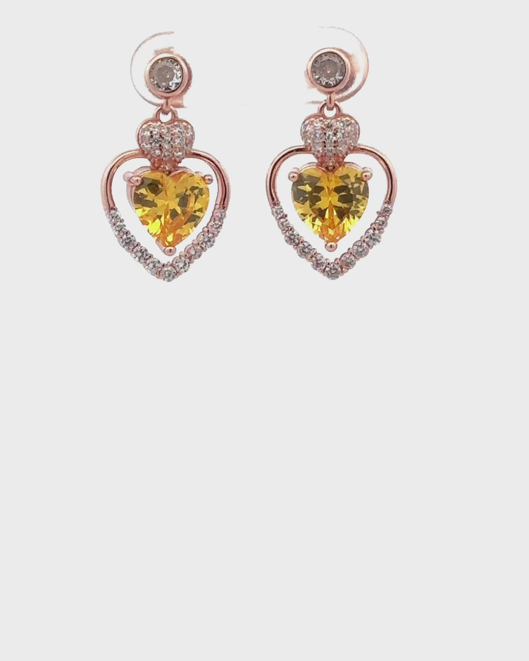 Silver Golden Radiance Heart Earrings