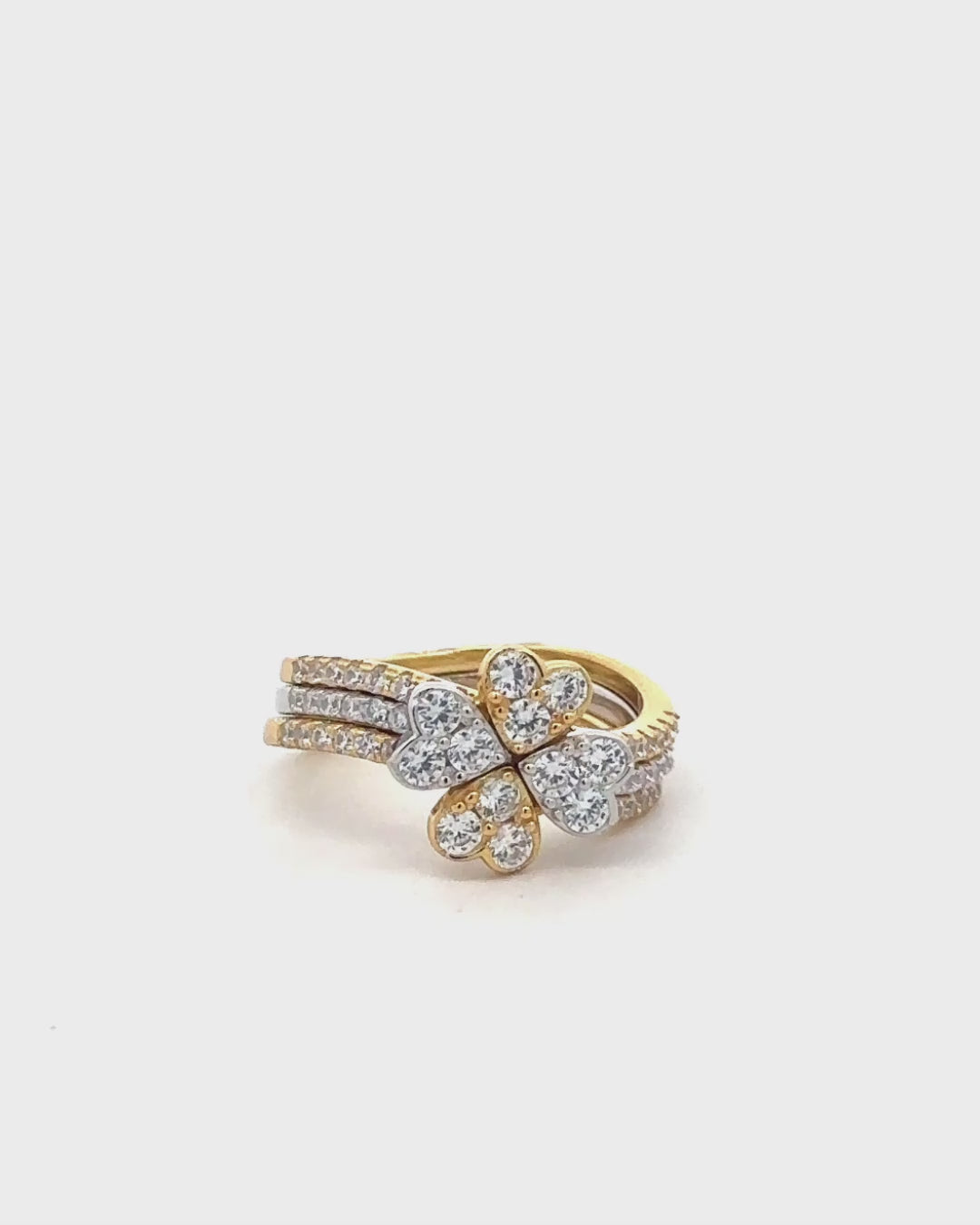 Silver Golden Blossom Stacked Ring