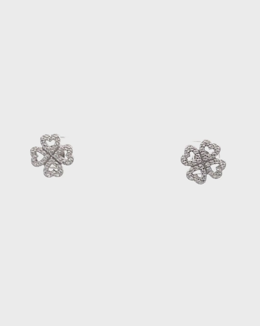 Silver Lucky Clover Sparkle Earrings