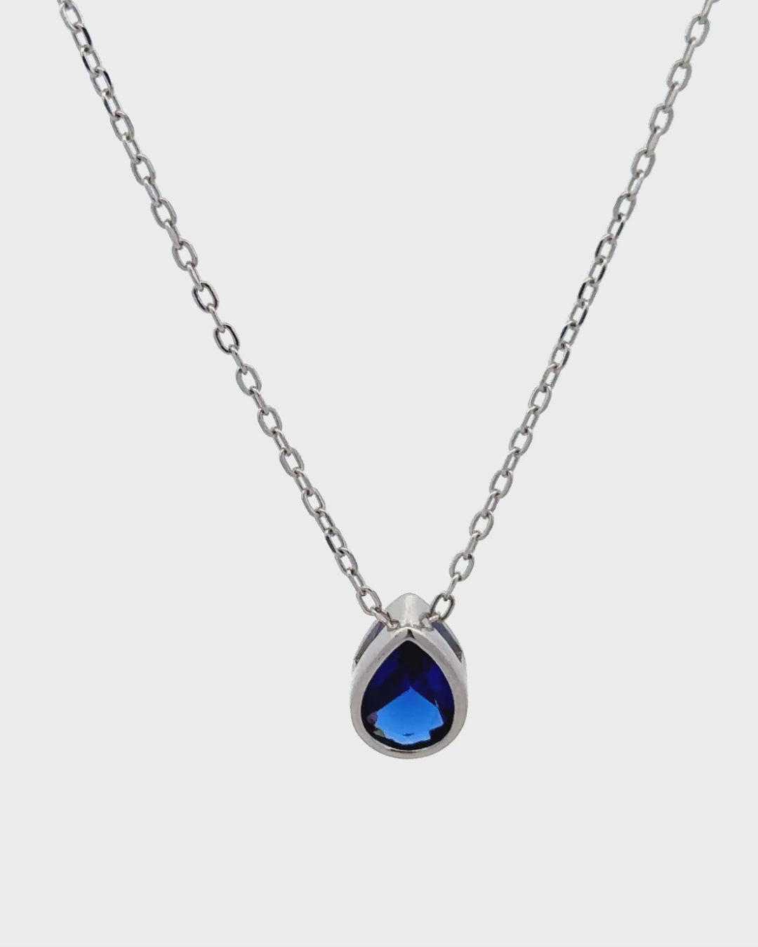 Silver Sapphire Drop Elegance Pendant Necklace