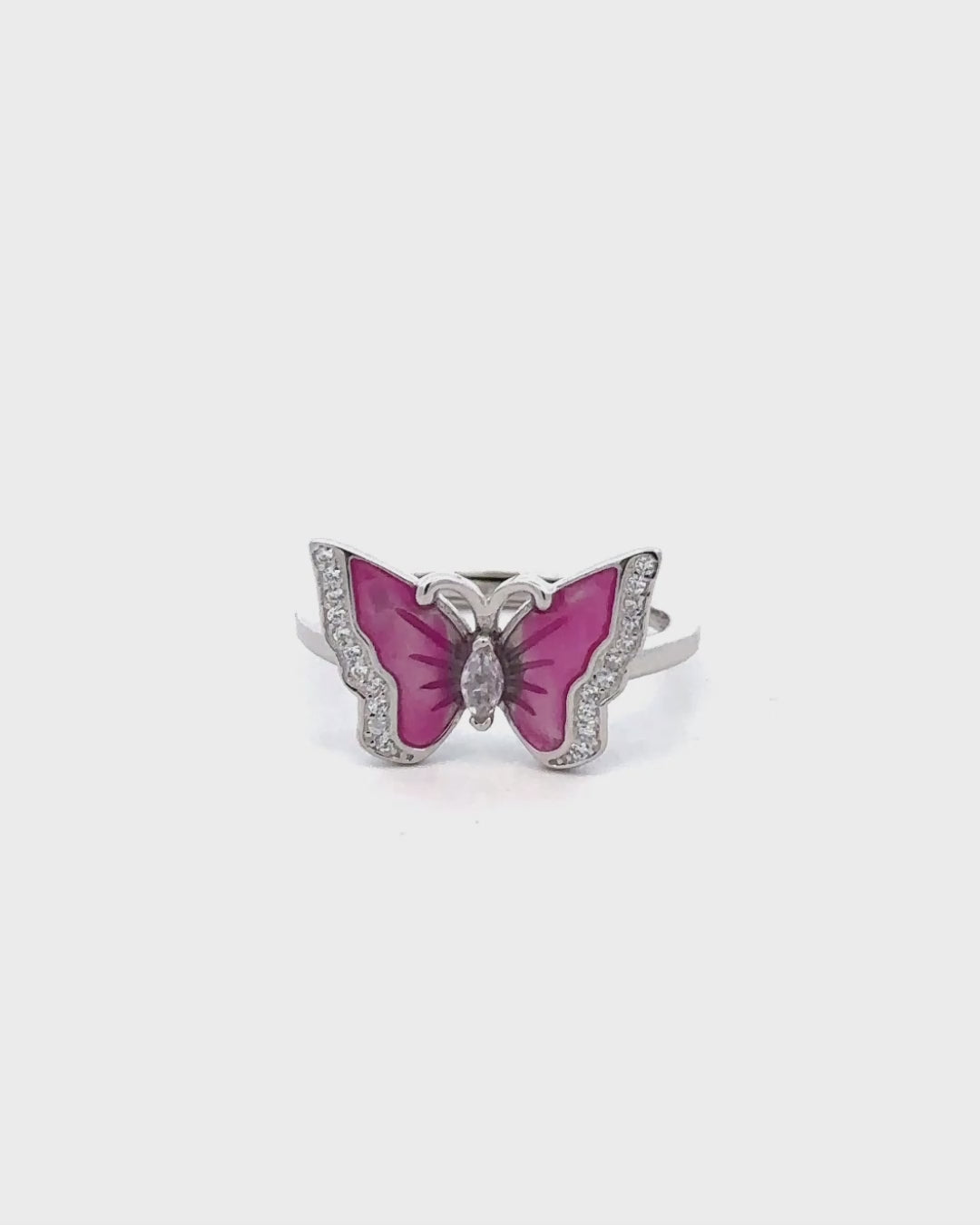 Silver Enchanted Bloom Butterfly Ring