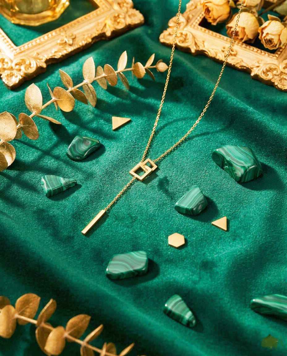 Geometric Gold Lariat Necklace (Demi-Fine)