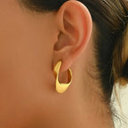 Sculptural Gold Open Hoop Earrings (Demi-Fine)