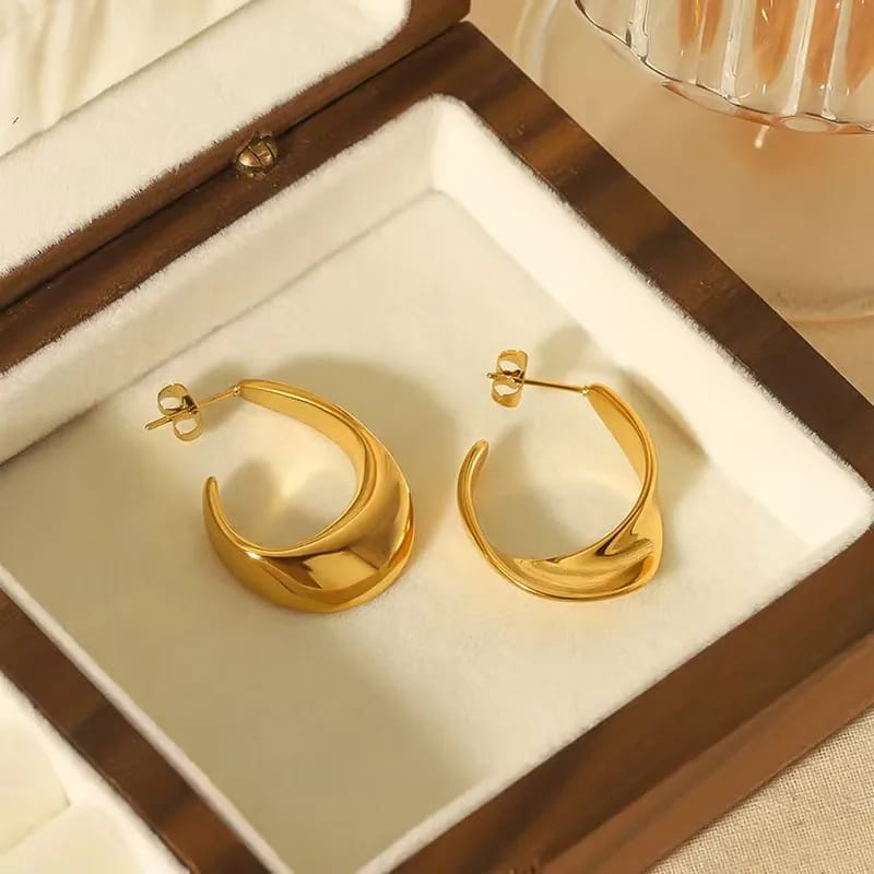 Sculptural Gold Open Hoop Earrings (Demi-Fine)