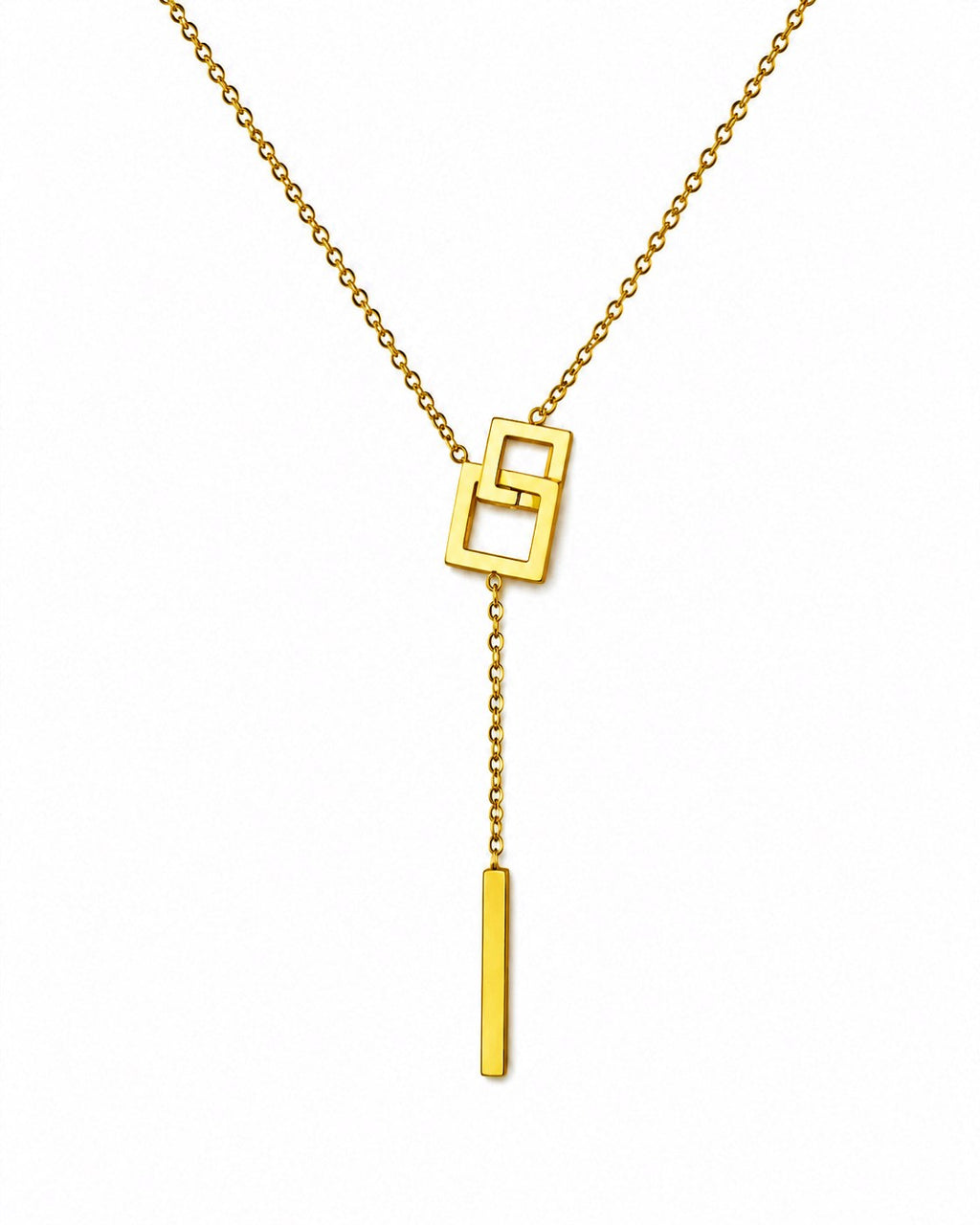 Geometric Gold Lariat Necklace (Demi-Fine)