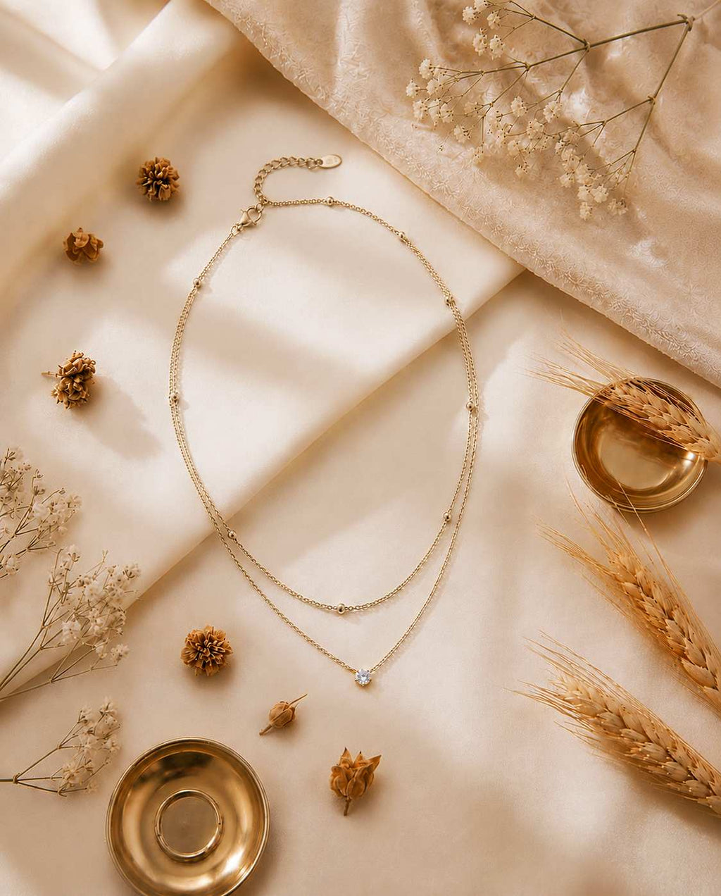 Layered Crystal Gold Necklace (Demi-Fine)