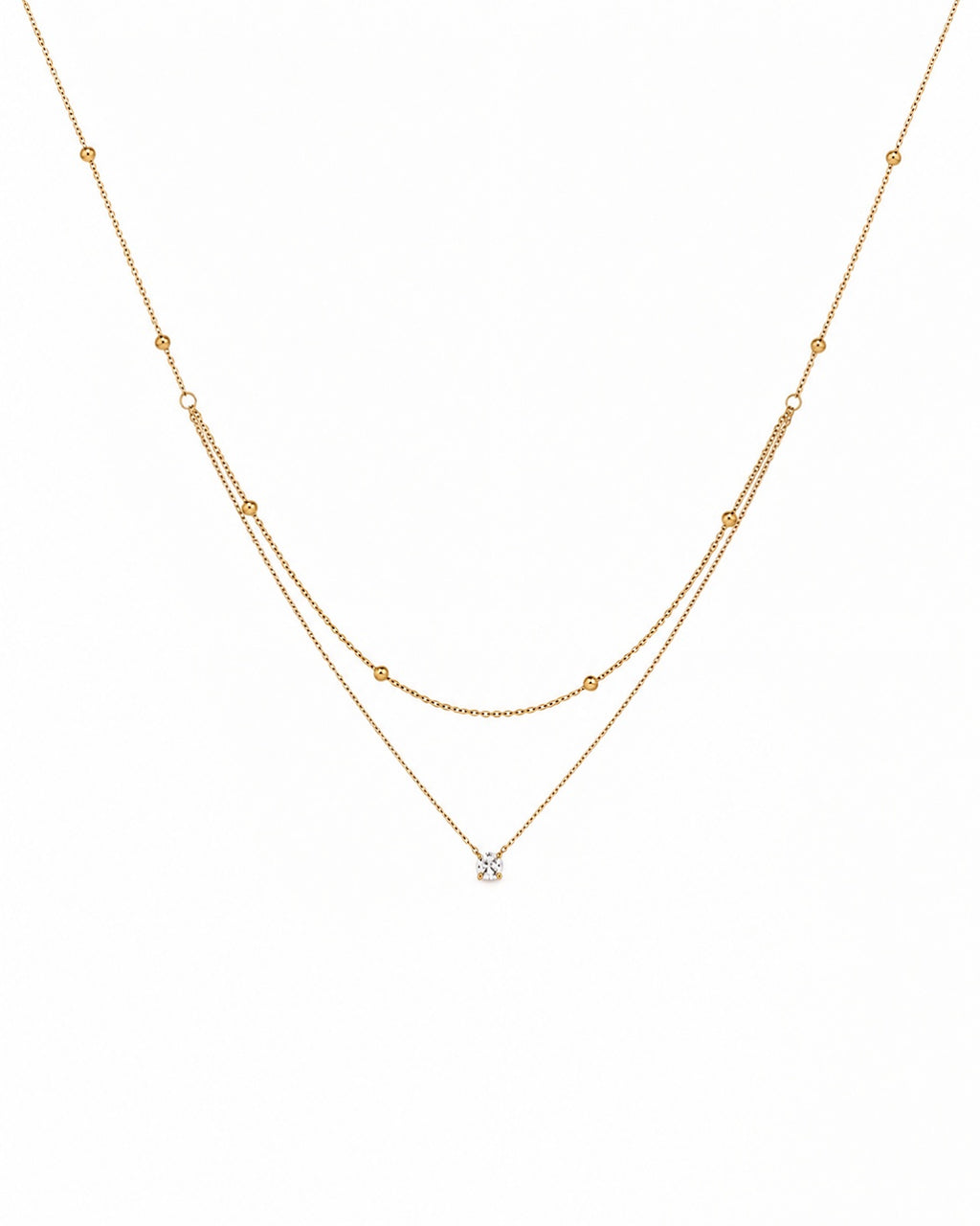 Layered Crystal Gold Necklace (Demi-Fine)