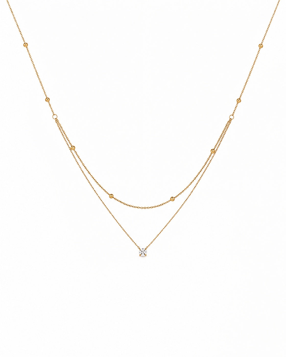Layered Crystal Gold Necklace (Demi-Fine)