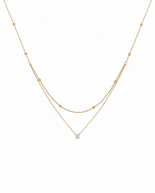 Layered Crystal Gold Necklace (Demi-Fine)