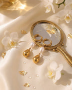 Pearl Drop Gold Hoop Earrings (Demi-Fine)