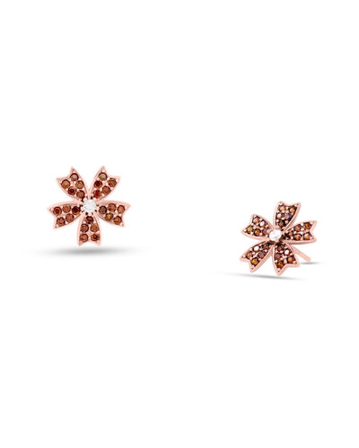 Silver Amber Bloom Stud Earrings
