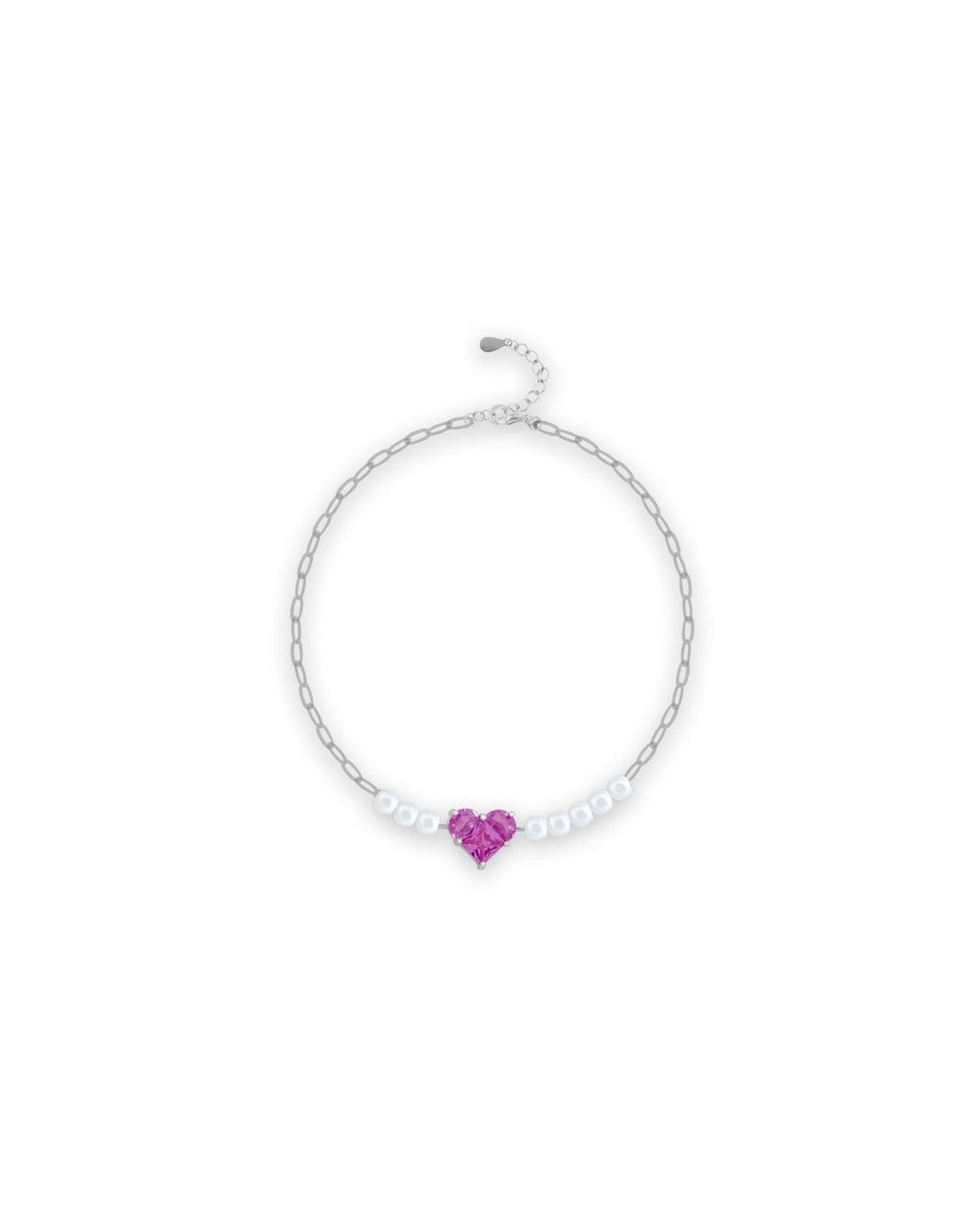 Silver Amour Pearl Heart Choker Bracelet