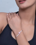 Silver Amour Pearl Heart Choker Bracelet